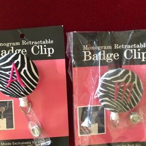 M Monogram Retractable Badge Clip- Brand new
